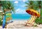 7x5FT Summer Hawaiian Beach Backdrop, Blue Sky Ocean Backdrops, Palm Tree Surfboard Street Sign and Beach Chair Photography Background, Hawaiian Luau Aloha Party Decorations Banner